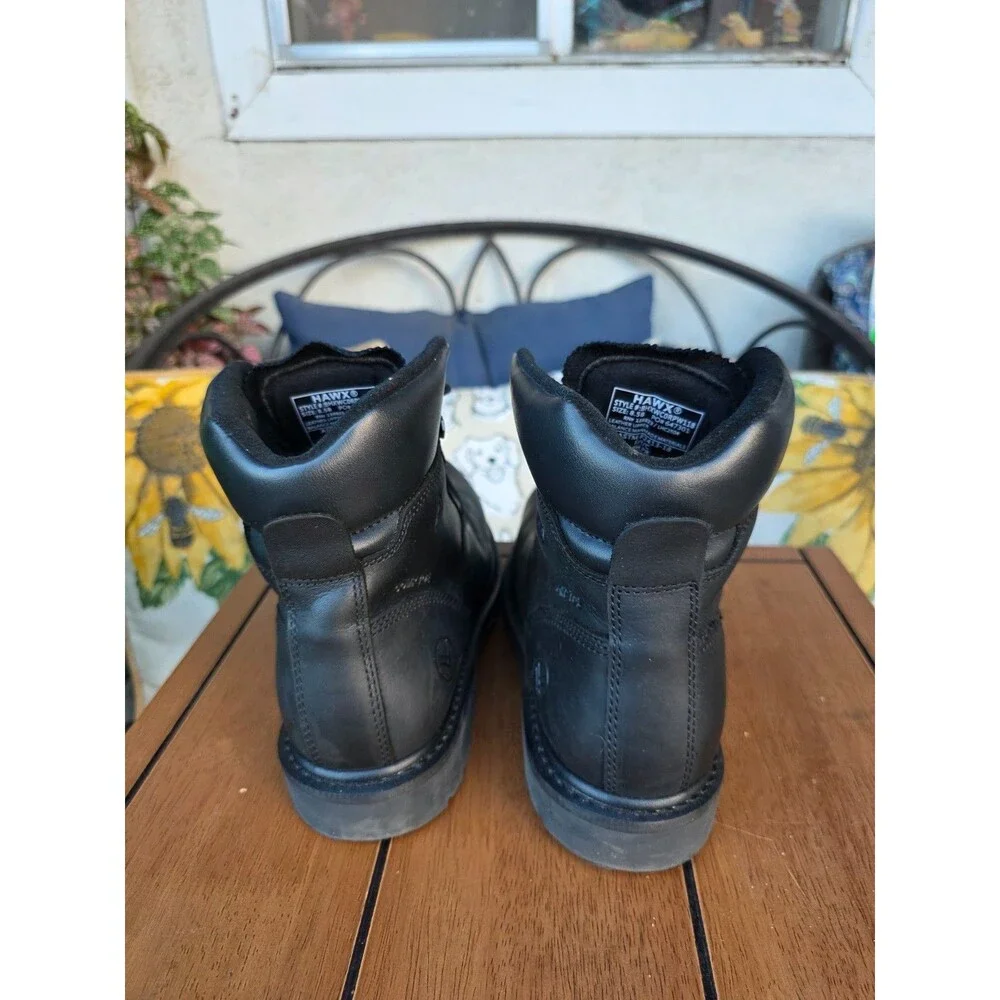 Hawx Black Leather Composite Toe Work Boots ASTM F2413-18 Size 8.5 B LikeNew